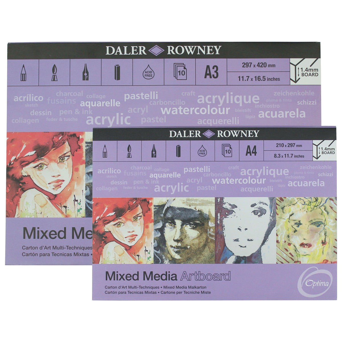 Daler Rowney Mixed Media Artboard 10 Sheets, 1.4mm depth, Paperback Perfect Paper Company