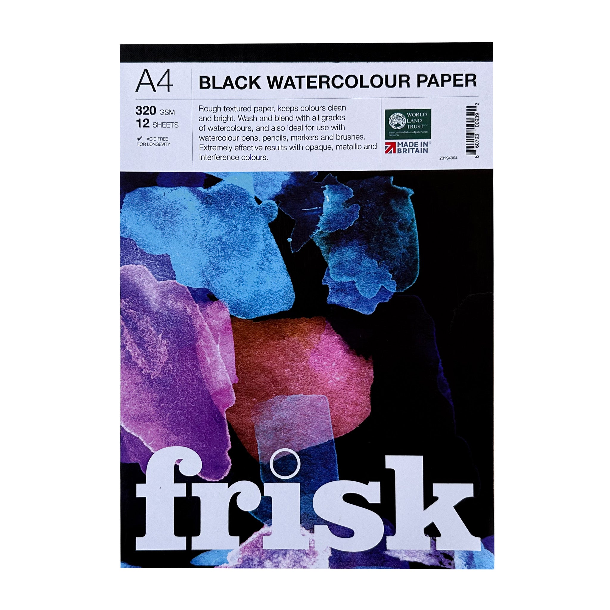 Frisk Essentials Black Paper Pad - A4, 30 Sheets, 135gsm Acid Free For Pens & Markers