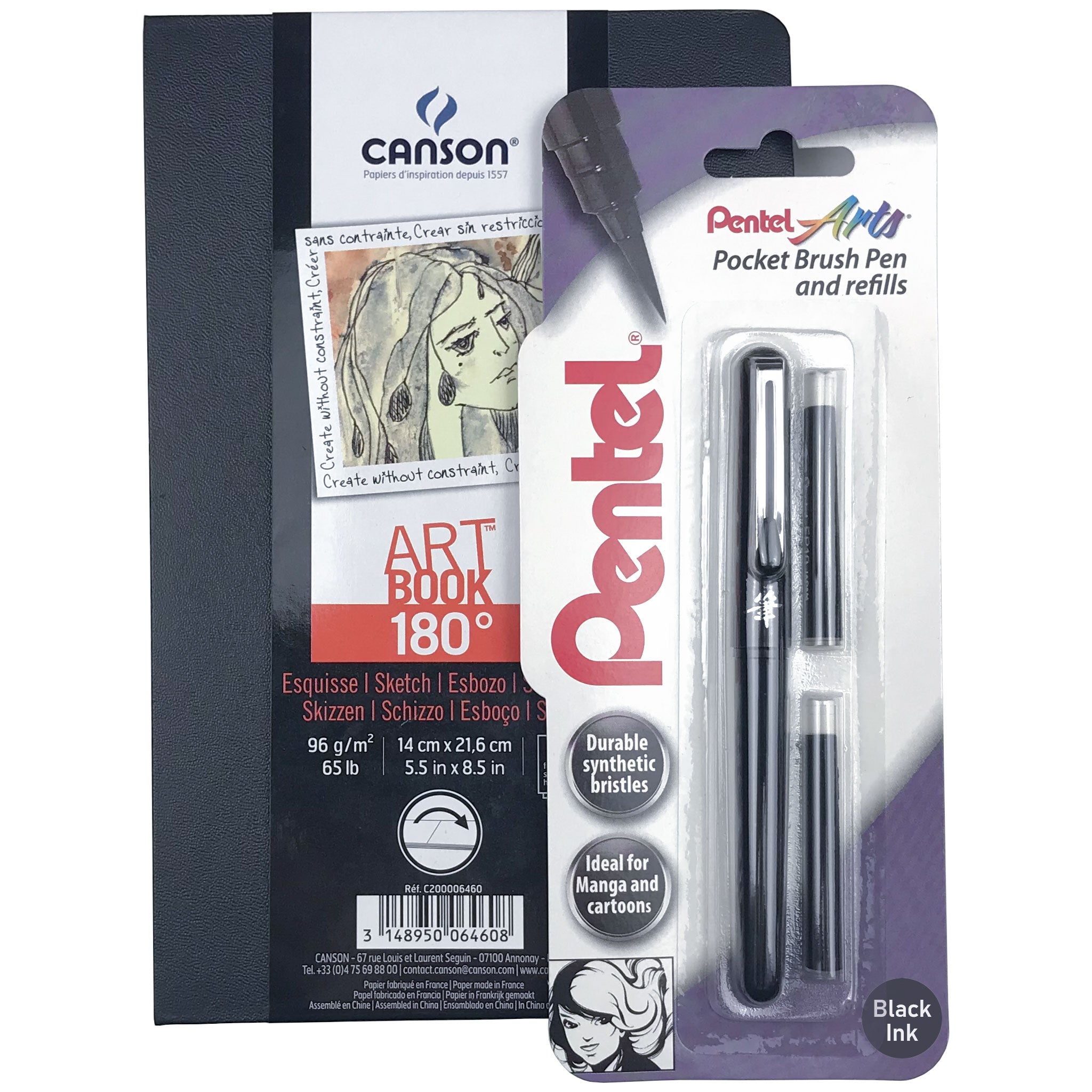 Canson 180° Sketchbook & Pentel Brush Pen Bundle – Perfect Paper