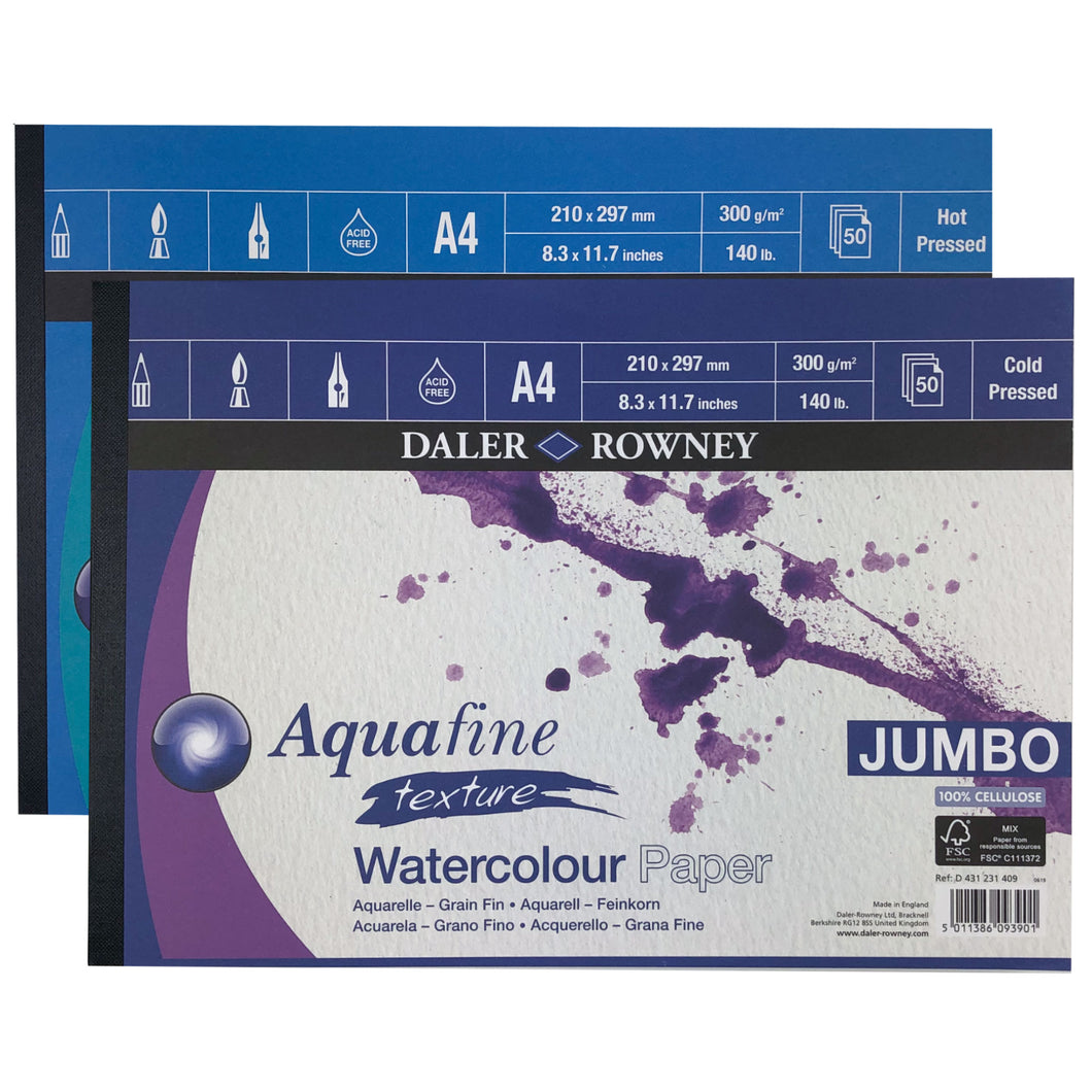 Frisk Jumbo Watercolour Paper Pad - 300gsm Cold Pressed, 50 Sheets A4 Size