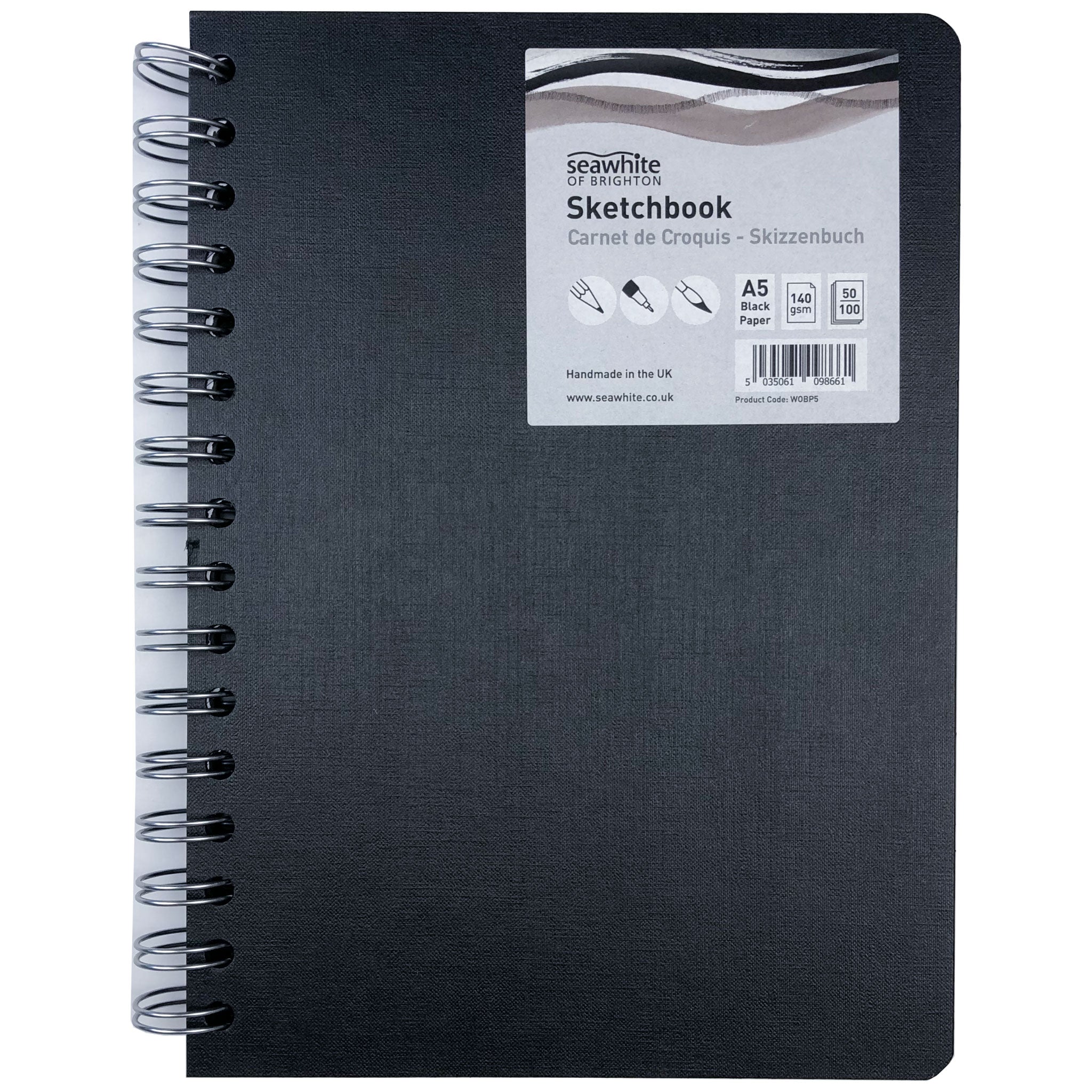 Seawhite Euro Black Paper Sketchbooks: 50 Pages, 140 gsm – Perfect Paper  Company